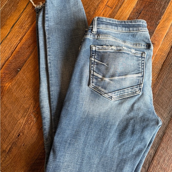 Buckle Blue Skinny Jeans with Distressed Vintage Wash - Picture 2 of 4